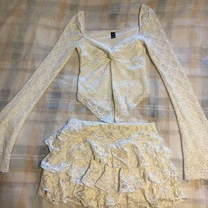 Windsor White Lace Skirt Set